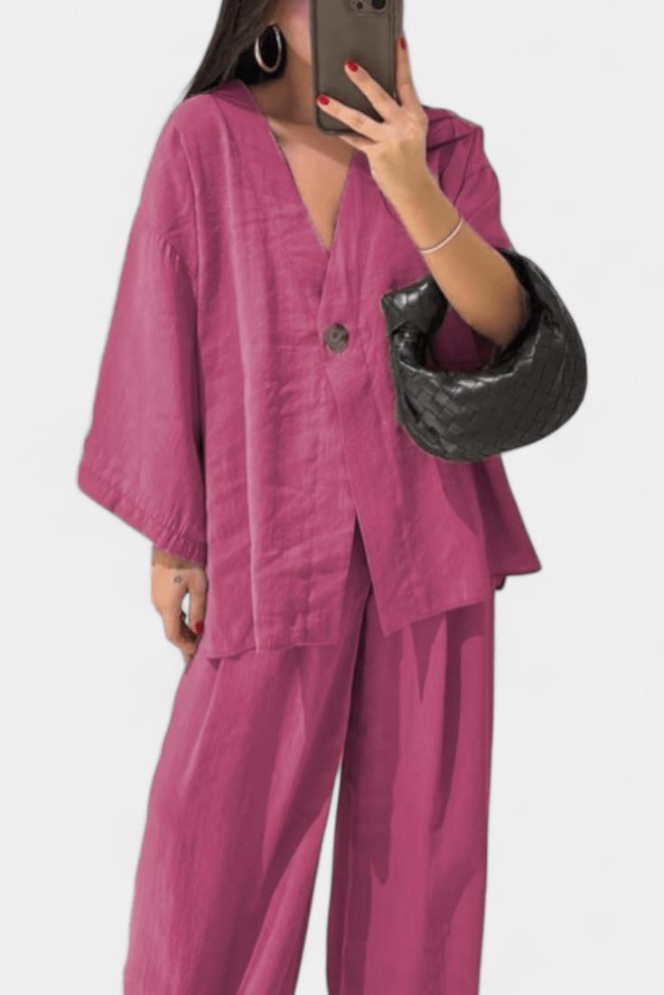 Millicent, Relaxed Wrap Top & Wide-Leg Trousers Set