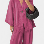 Millicent, Relaxed Wrap Top & Wide-Leg Trousers Set