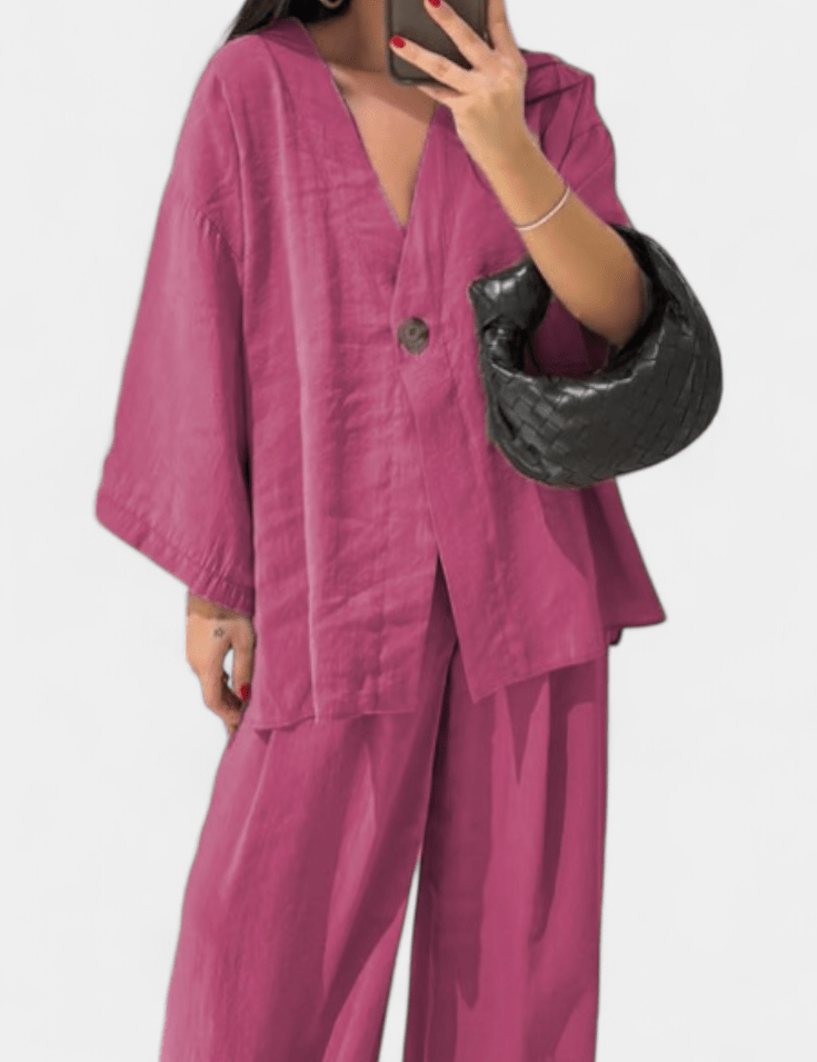 Millicent, Relaxed Wrap Top & Wide-Leg Trousers Set