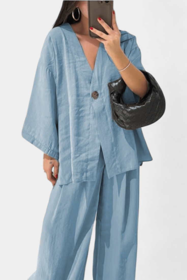 Millicent, Relaxed Wrap Top & Wide-Leg Trousers Set