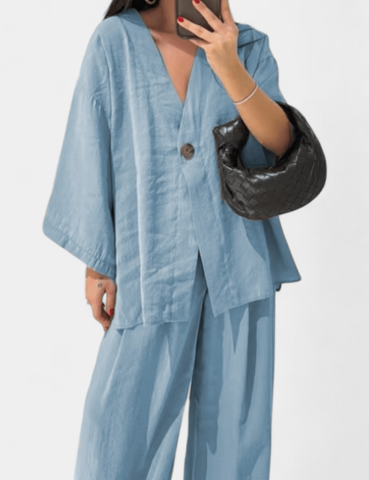 Millicent, Relaxed Wrap Top & Wide-Leg Trousers Set