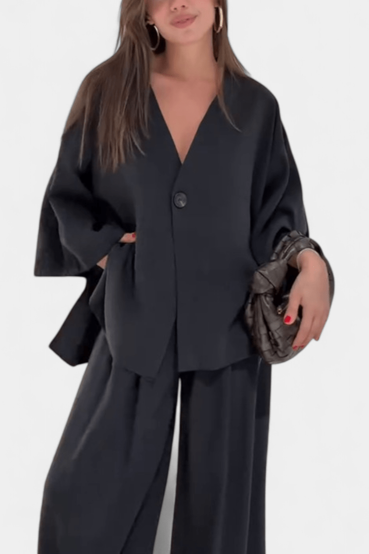 Millicent, Relaxed Wrap Top & Wide-Leg Trousers Set