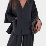 Millicent, Relaxed Wrap Top & Wide-Leg Trousers Set