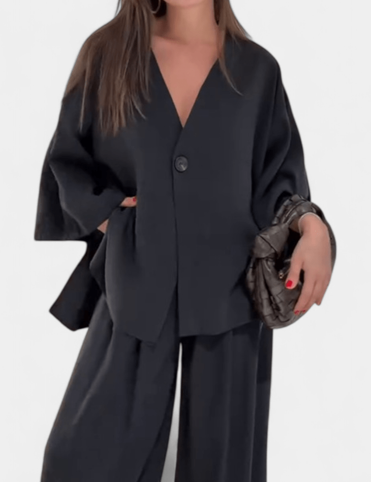 Millicent, Relaxed Wrap Top & Wide-Leg Trousers Set