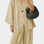 Millicent, Relaxed Wrap Top & Wide-Leg Trousers Set