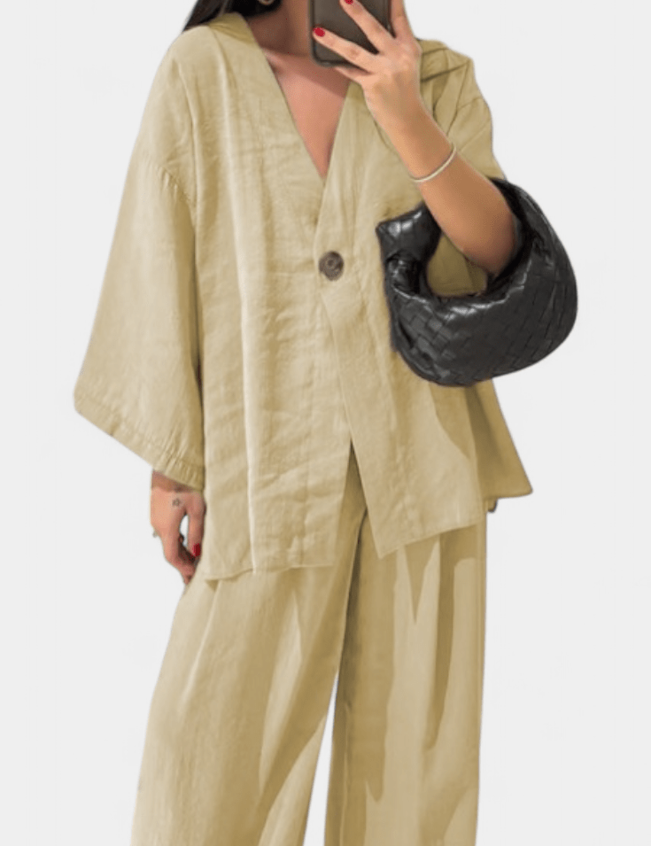 Millicent, Relaxed Wrap Top & Wide-Leg Trousers Set
