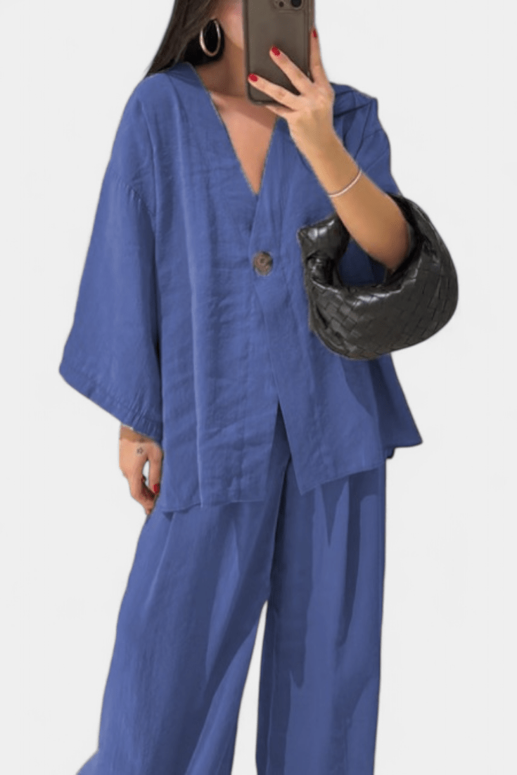 Millicent, Relaxed Wrap Top & Wide-Leg Trousers Set