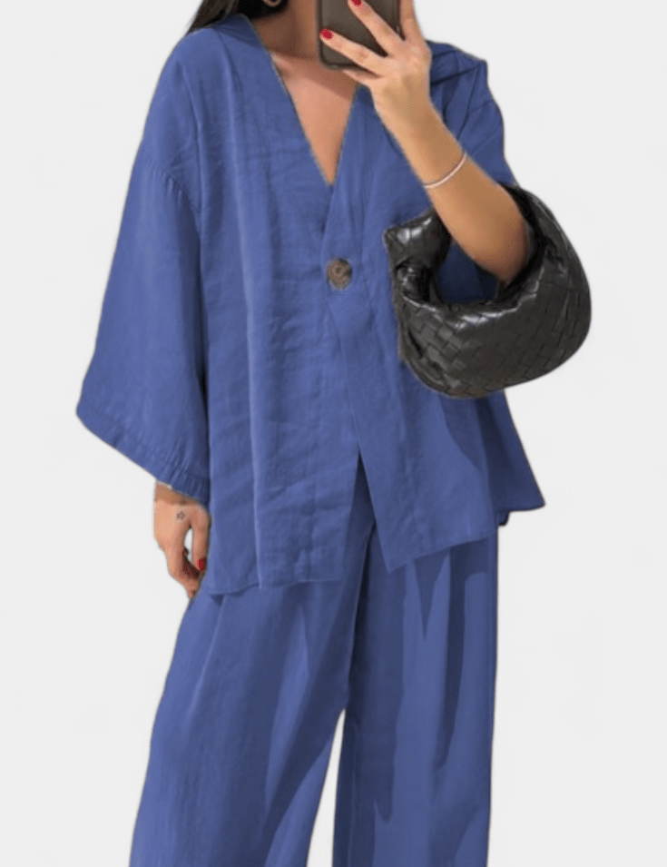 Millicent, Relaxed Wrap Top & Wide-Leg Trousers Set