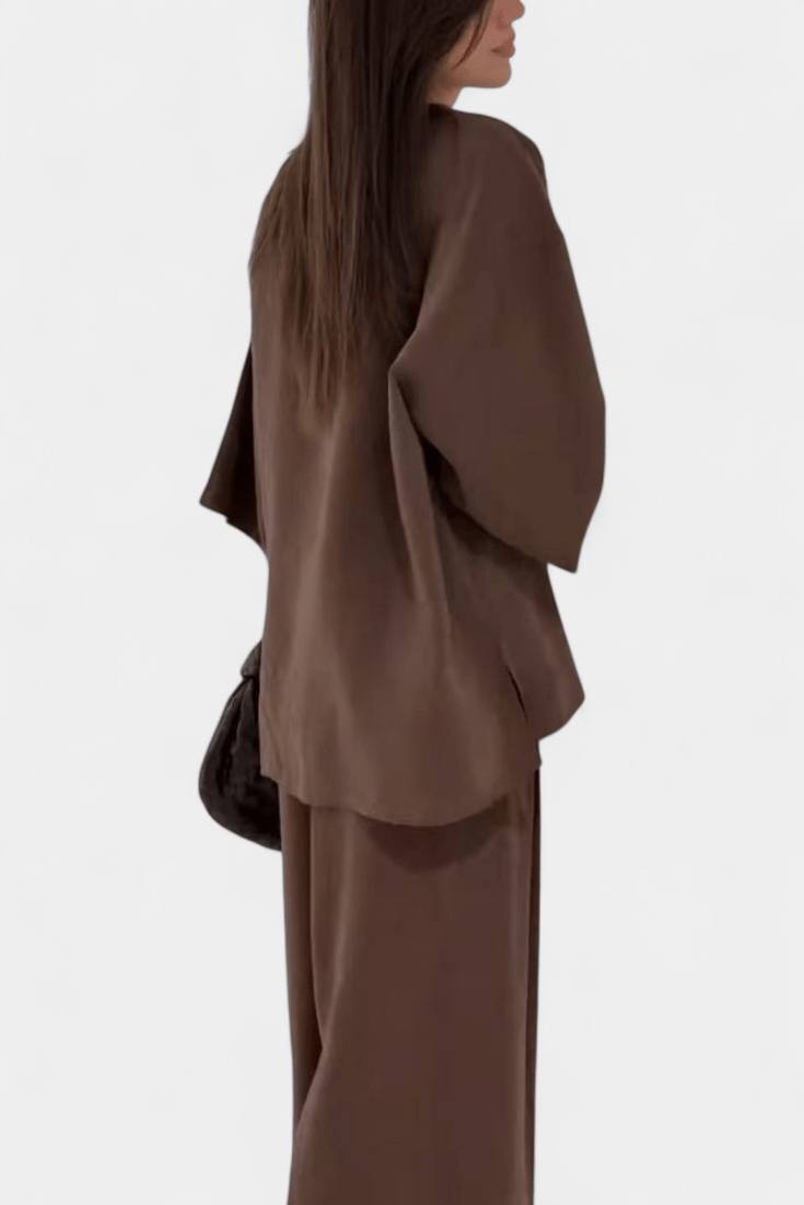 Millicent, Relaxed Wrap Top & Wide-Leg Trousers Set