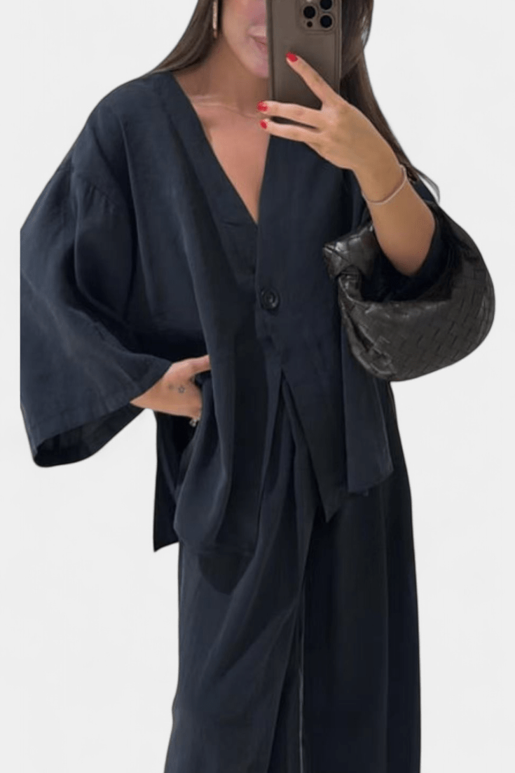 Millicent, Relaxed Wrap Top & Wide-Leg Trousers Set