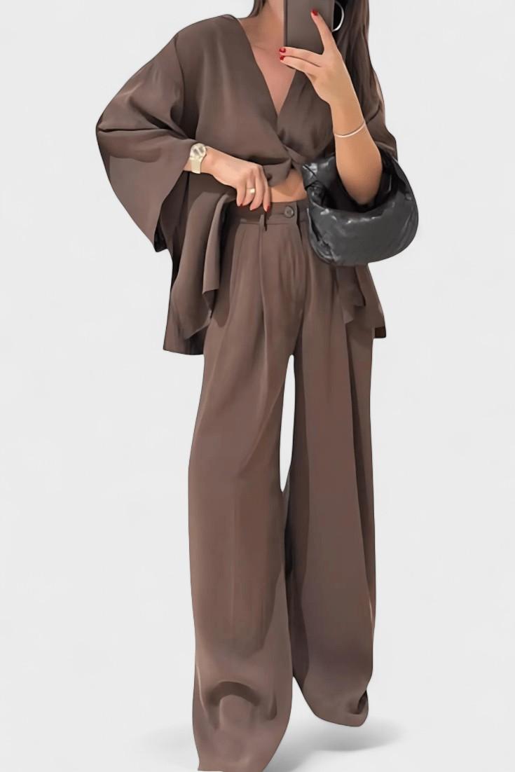Millicent, Relaxed Wrap Top & Wide-Leg Trousers Set