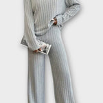 Nadine, Ribbed Knitted Jumper & Wide-Leg Trousers Set