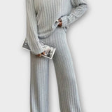 Nadine, Ribbed Knitted Jumper & Wide-Leg Trousers Set