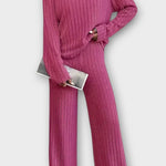 Nadine, Ribbed Knitted Jumper & Wide-Leg Trousers Set