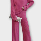 Nadine, Ribbed Knitted Jumper & Wide-Leg Trousers Set