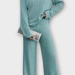 Nadine, Ribbed Knitted Jumper & Wide-Leg Trousers Set