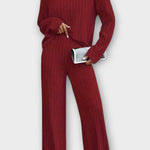 Nadine, Ribbed Knitted Jumper & Wide-Leg Trousers Set