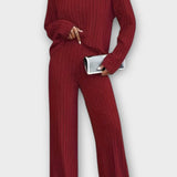 Nadine, Ribbed Knitted Jumper & Wide-Leg Trousers Set
