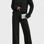 Nadine, Ribbed Knitted Jumper & Wide-Leg Trousers Set