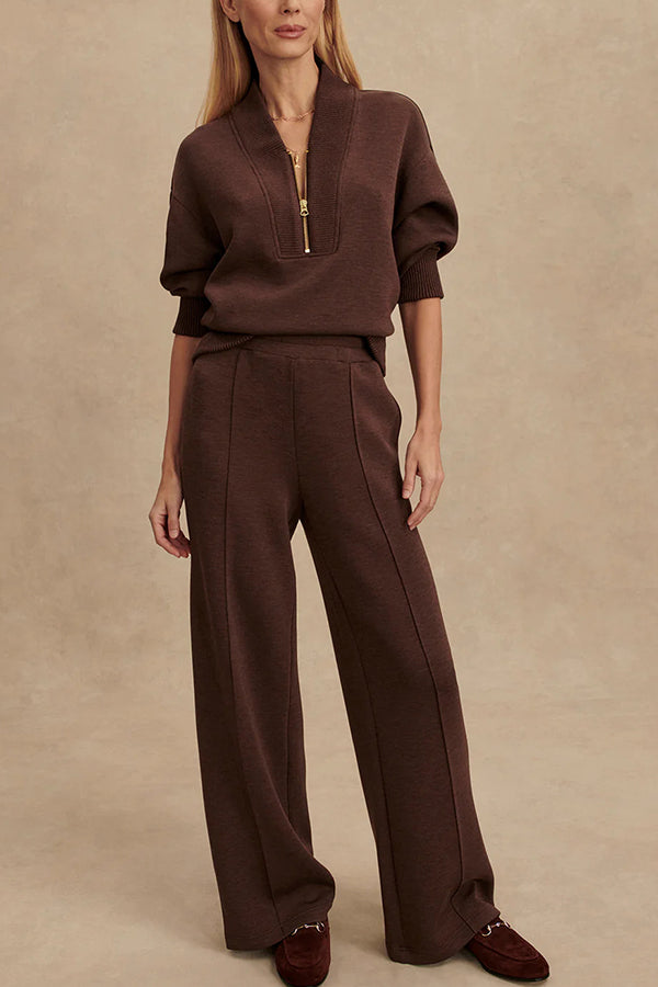 Nellie, Zip-Front Knitted Top & Trousers Set