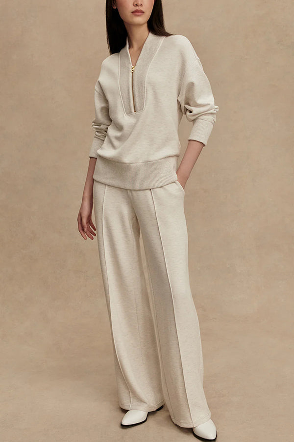Nellie, Zip-Front Knitted Top & Trousers Set