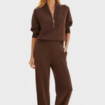 Nellie, Zip-Front Knitted Top & Trousers Set