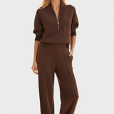 Nellie, Zip-Front Knitted Top & Trousers Set
