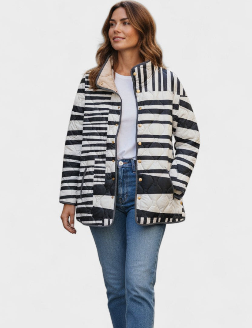 Nesta Quilted Jacket with Moon and Cat Motifs