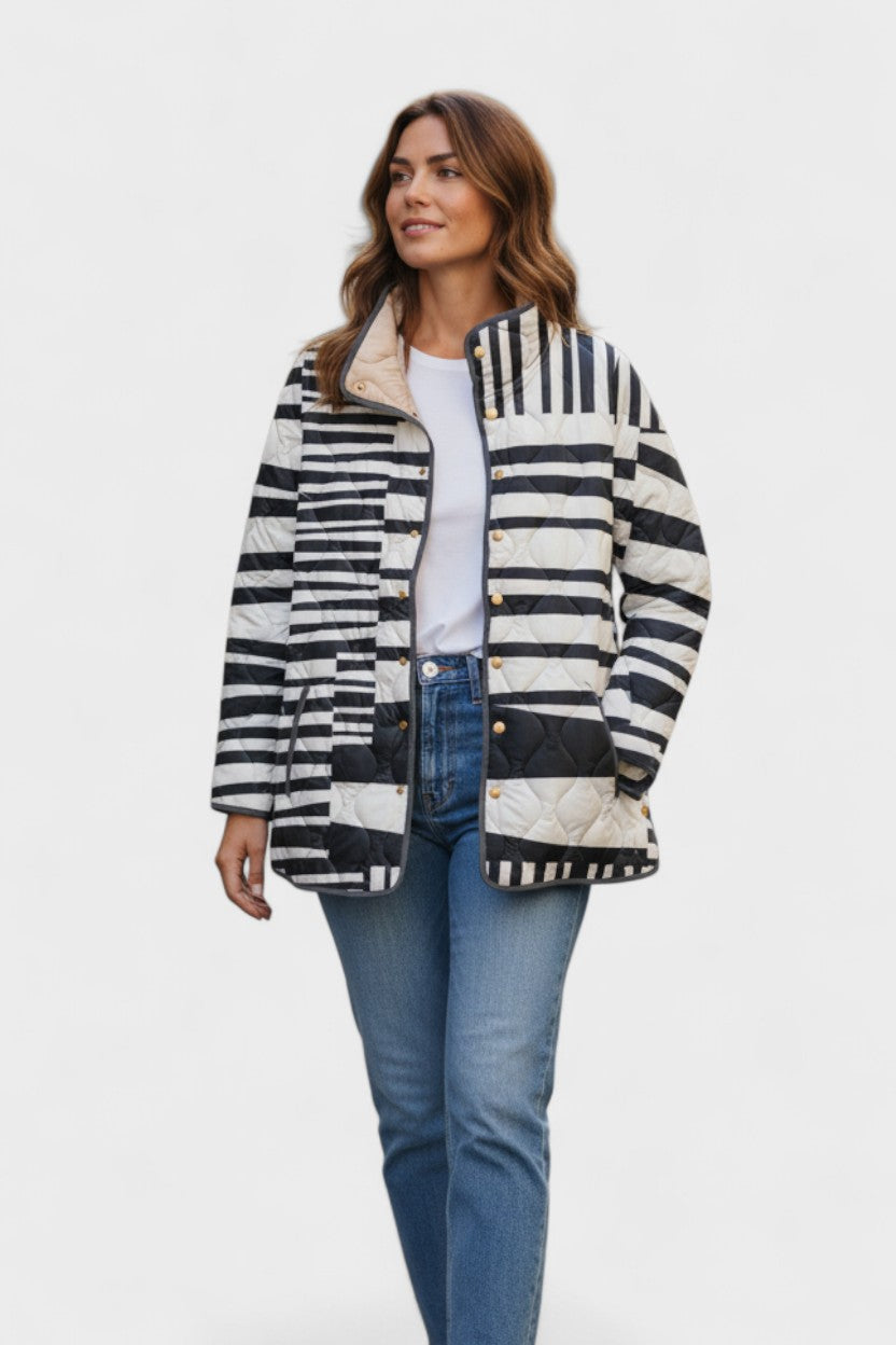 Nesta Quilted Jacket with Moon and Cat Motifs