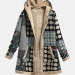 Nova Monochrome Retro Fleece Jacket with Polka Dot Pattern