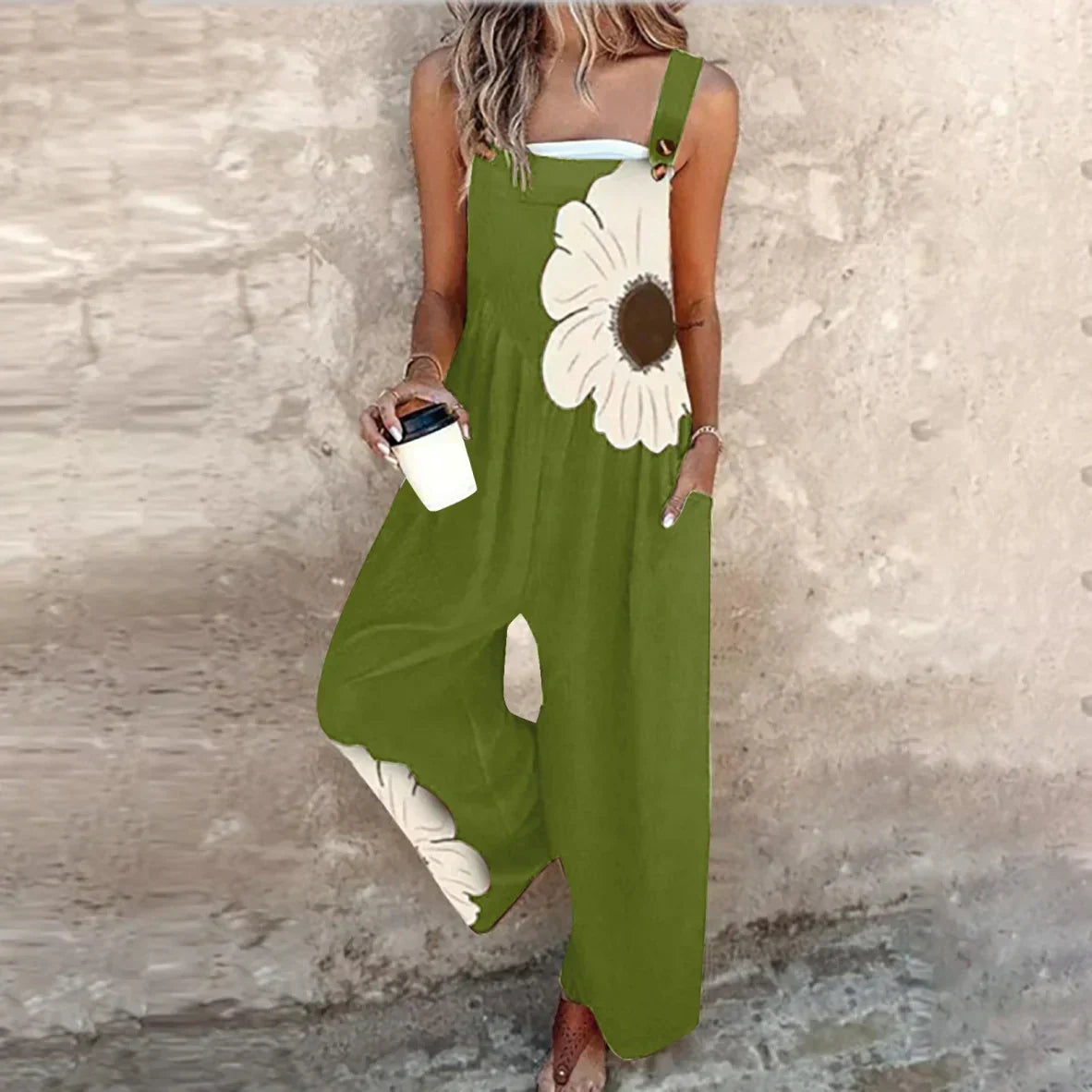 Comfortable printed overalls, side view
