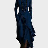 Eunice | Asymmetric Knitted Maxi Dress with Roll Neck