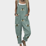 Comfortable printed overalls, front view
