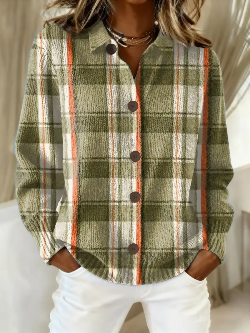 Hazel Olive Checked Buttoned Cardigan