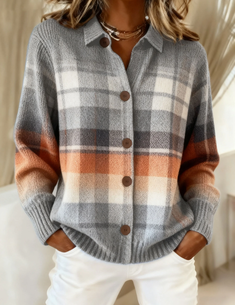 Marlene Warm Ombre Checked Cardigan