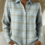 Clara Sky Blue Checked Button Knit