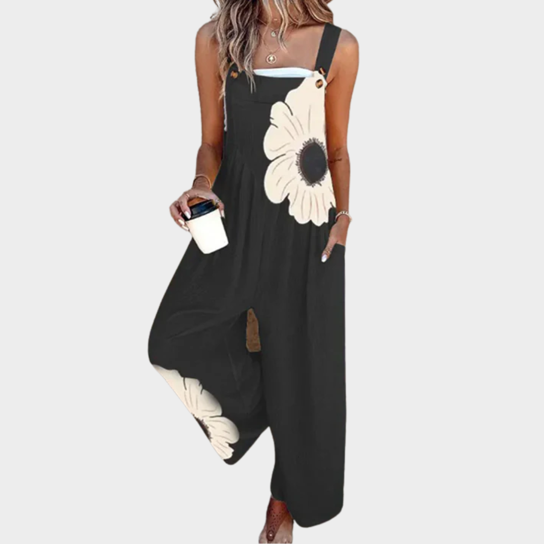 Comfortable printed overalls, front view