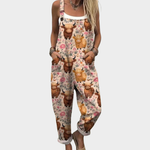 Comfortable printed overalls, front view