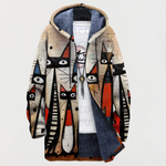 Ellis Coat with Abstract Pattern and Cat
