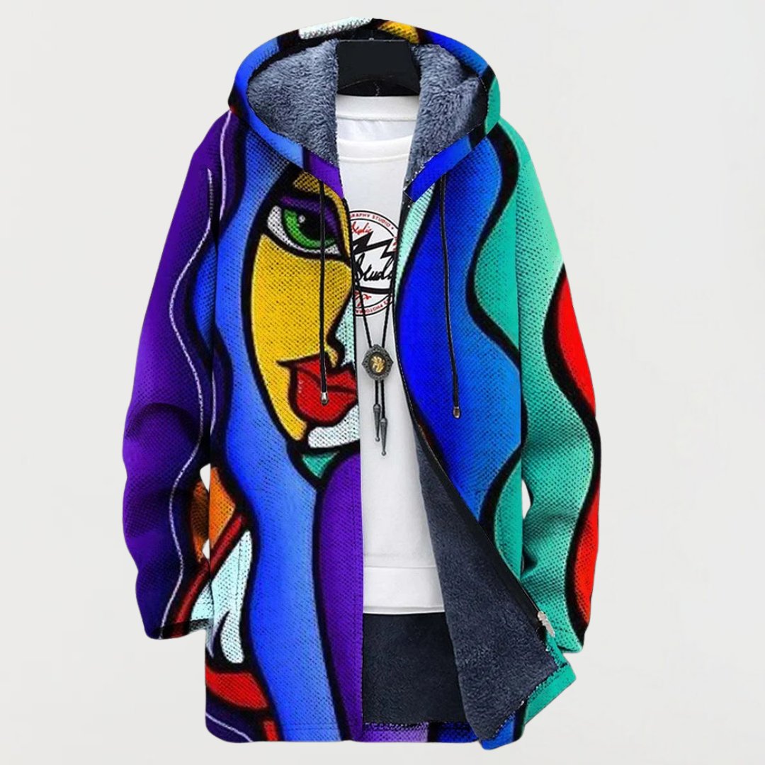 Riley Coat with Colourful Art