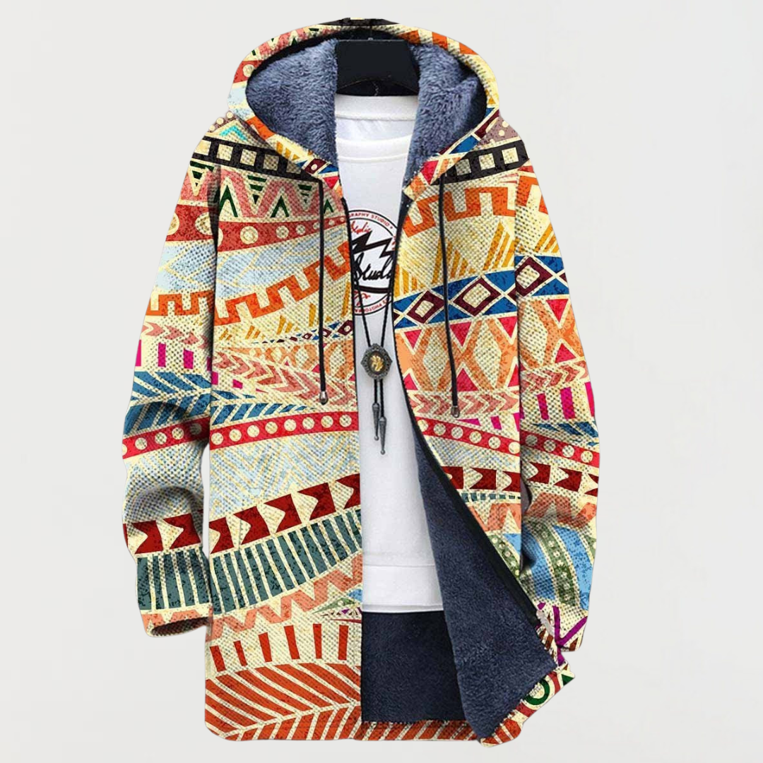 Charlie Ethnic Pattern Fusion Coat - view 2