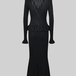 Prudence, Ribbed Peplum Top & Maxi Skirt Set