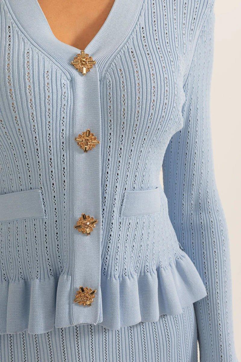 Prudence, Ribbed Peplum Top & Maxi Skirt Set