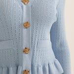Prudence, Ribbed Peplum Top & Maxi Skirt Set