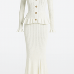 Prudence, Ribbed Peplum Top & Maxi Skirt Set