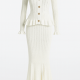 Prudence, Ribbed Peplum Top & Maxi Skirt Set