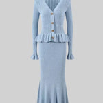Prudence, Ribbed Peplum Top & Maxi Skirt Set