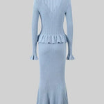 Prudence, Ribbed Peplum Top & Maxi Skirt Set