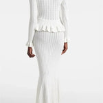 Prudence, Ribbed Peplum Top & Maxi Skirt Set
