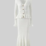 Prudence, Ribbed Peplum Top & Maxi Skirt Set